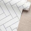KIT DE 2 ROLOS - 4,00m x 50cm - Papel de Parede Adesivo Brick ZigZag Snow
