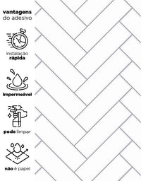 KIT DE 5 ROLOS - 3,00m x 50cm - Papel de Parede Adesivo Brick ZigZag Snow