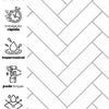 KIT DE 5 ROLOS - 3,00m x 50cm - Papel de Parede Adesivo Brick ZigZag Snow