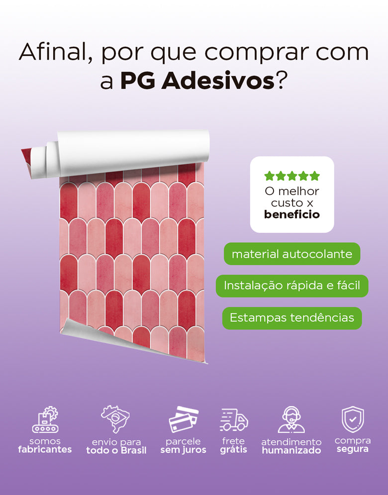 Papel de Parede Adesivo Bricks Escamas Azaléia Rosa