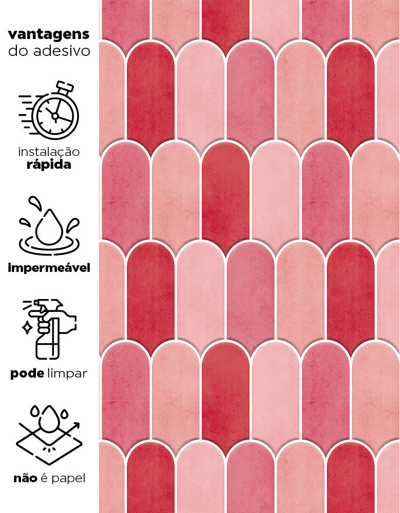 Papel de Parede Adesivo Bricks Escamas Azaléia Rosa