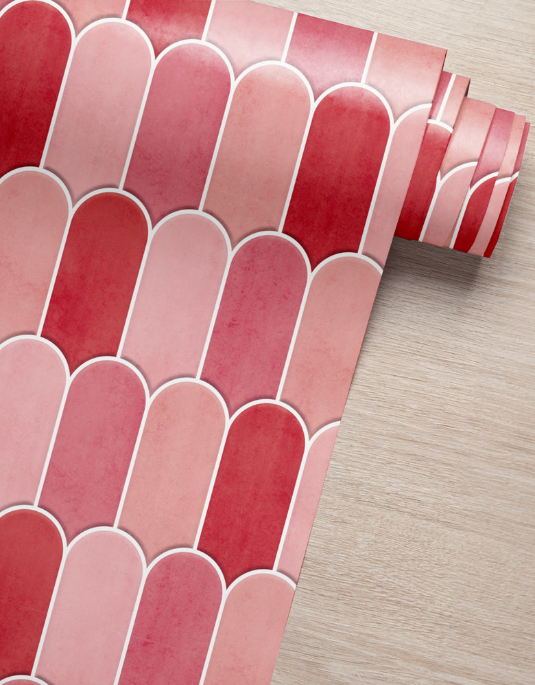 Papel de Parede Adesivo Bricks Escamas Azaléia Rosa