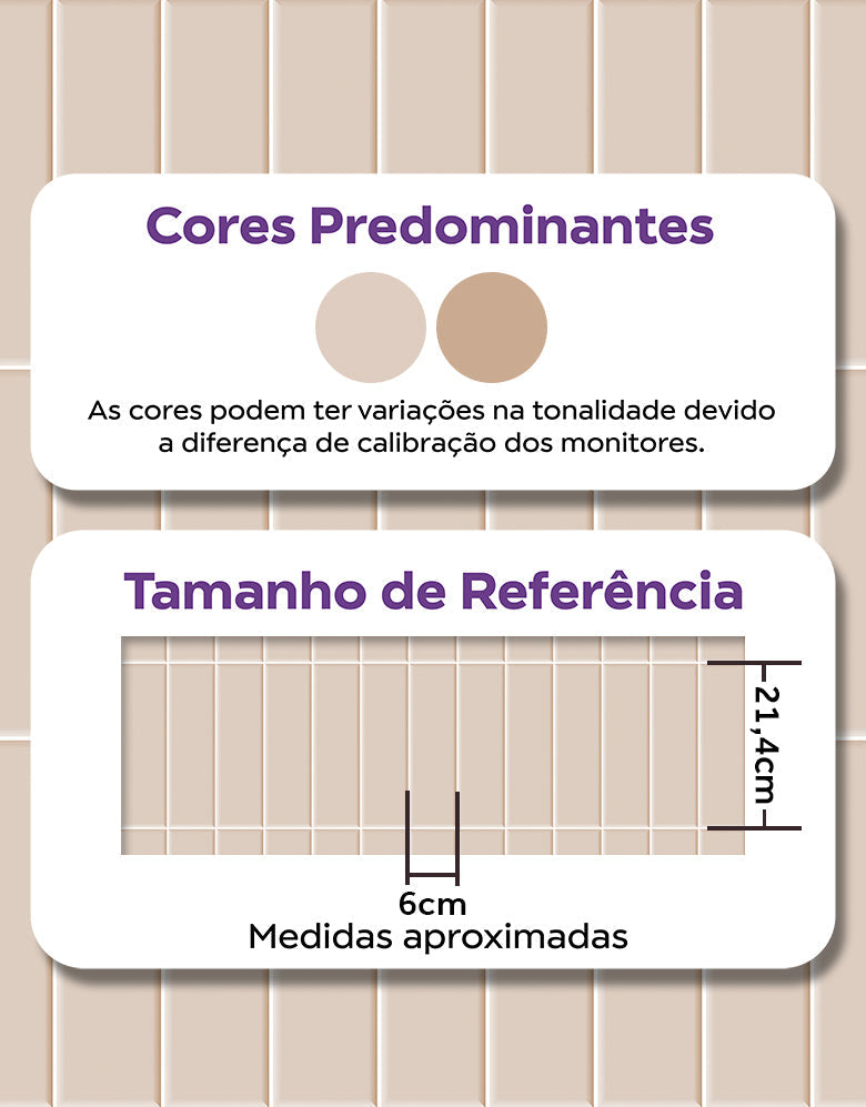 KIT DE 5 ROLOS - 1,50m x 50cm - Papel de Parede Brick Vertical Champagne