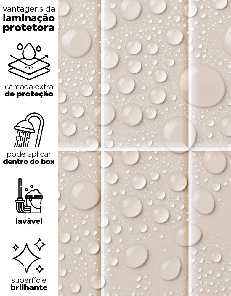KIT DE 5 ROLOS - 1,50m x 50cm - Papel de Parede Brick Vertical Champagne