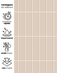 KIT DE 5 ROLOS - 1,50m x 50cm - Papel de Parede Brick Vertical Champagne