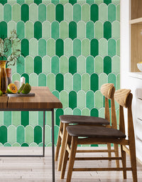 KIT DE 2 ROLOS - 3,00m x 50cm - Papel de Parede Adesivo Bricks Escamas Verde Folha