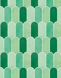 KIT DE 2 ROLOS - 3,00m x 50cm - Papel de Parede Adesivo Bricks Escamas Verde Folha