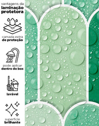 KIT DE 2 ROLOS - 3,00m x 50cm - Papel de Parede Adesivo Bricks Escamas Verde Folha