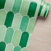 KIT DE 6 ROLOS - 2,50m x 50cm - Papel de Parede Adesivo Bricks Escamas Verde Folha