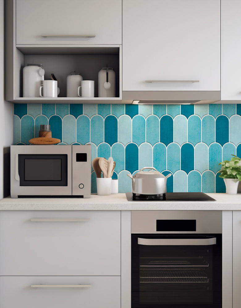 Papel de Parede Adesivo Bricks Escamas Céu Azul