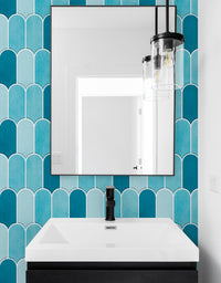 KIT DE 2 ROLOS - 3,00m x 50cm - Papel de Parede Adesivo Bricks Escamas Céu Azul