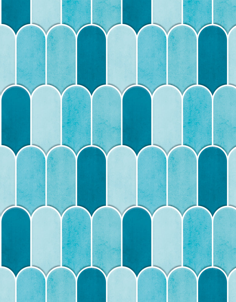 Papel de Parede Adesivo Bricks Escamas Céu Azul
