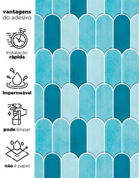 Papel de Parede Adesivo Bricks Escamas Céu Azul