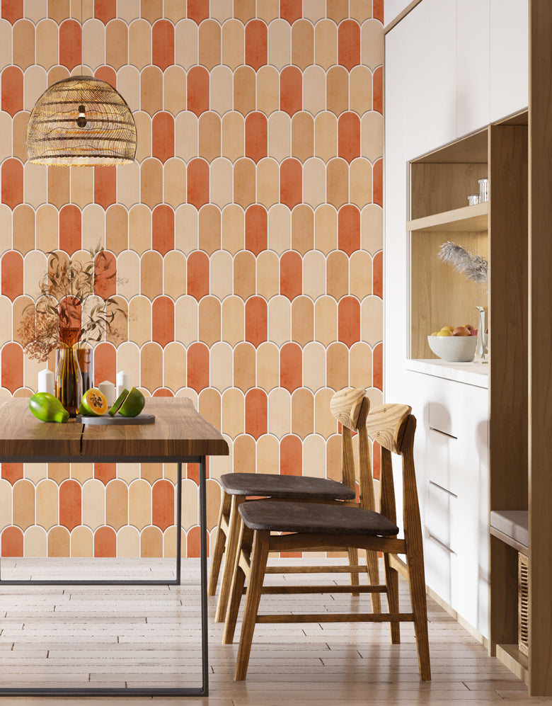 Papel de Parede Adesivo Bricks Escamas Laranja Tangerina