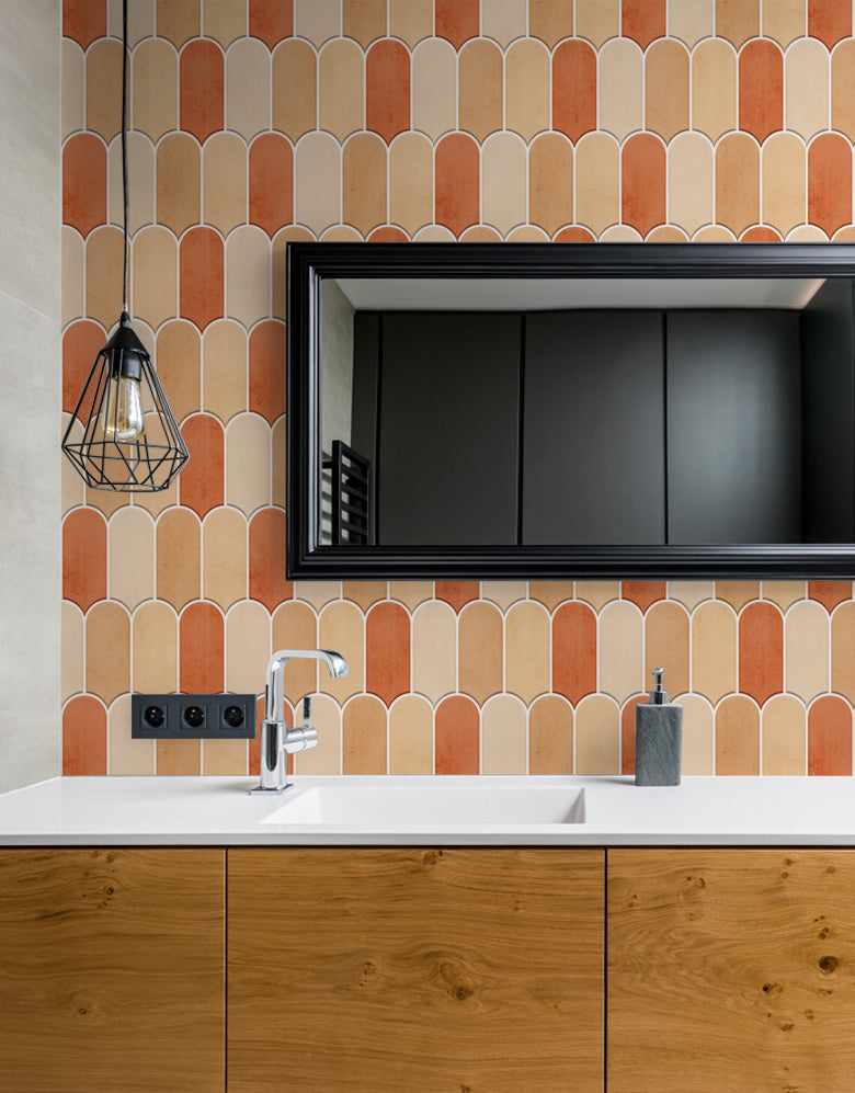 Papel de Parede Adesivo Bricks Escamas Laranja Tangerina