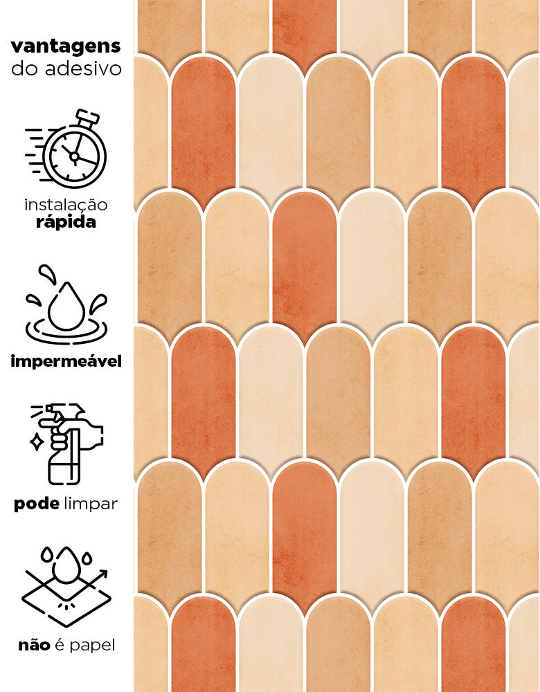 Papel de Parede Adesivo Bricks Escamas Laranja Tangerina
