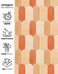 Papel de Parede Adesivo Bricks Escamas Laranja Tangerina