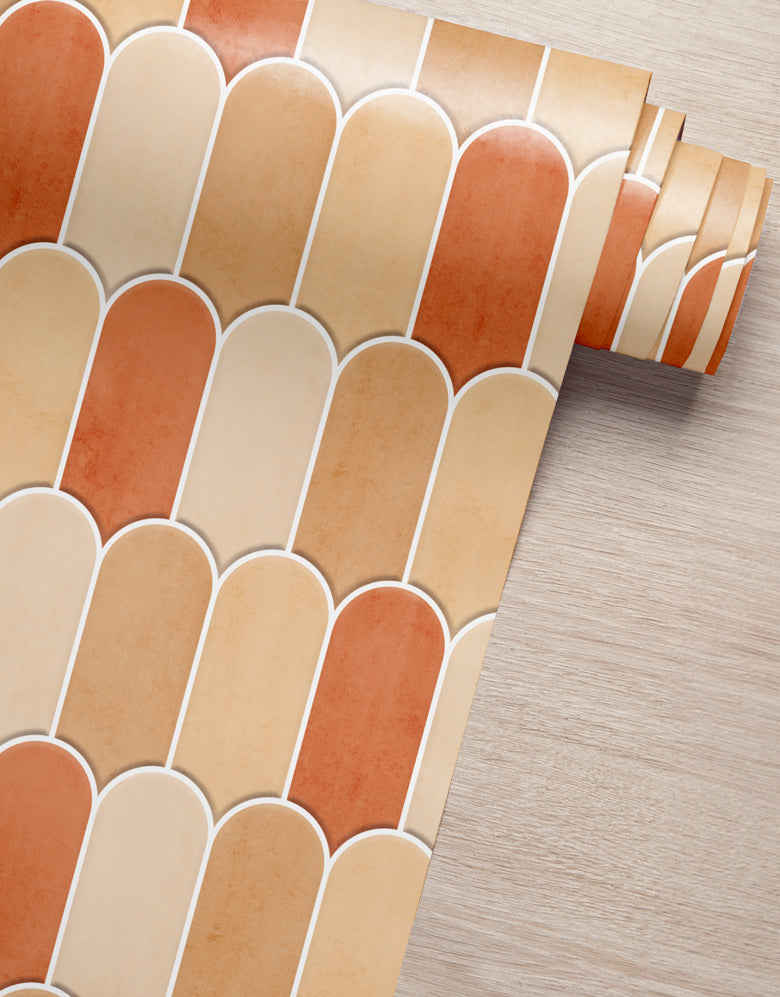 Papel de Parede Adesivo Bricks Escamas Laranja Tangerina