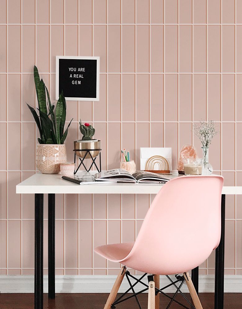 Papel de Parede Brick Vertical Blush