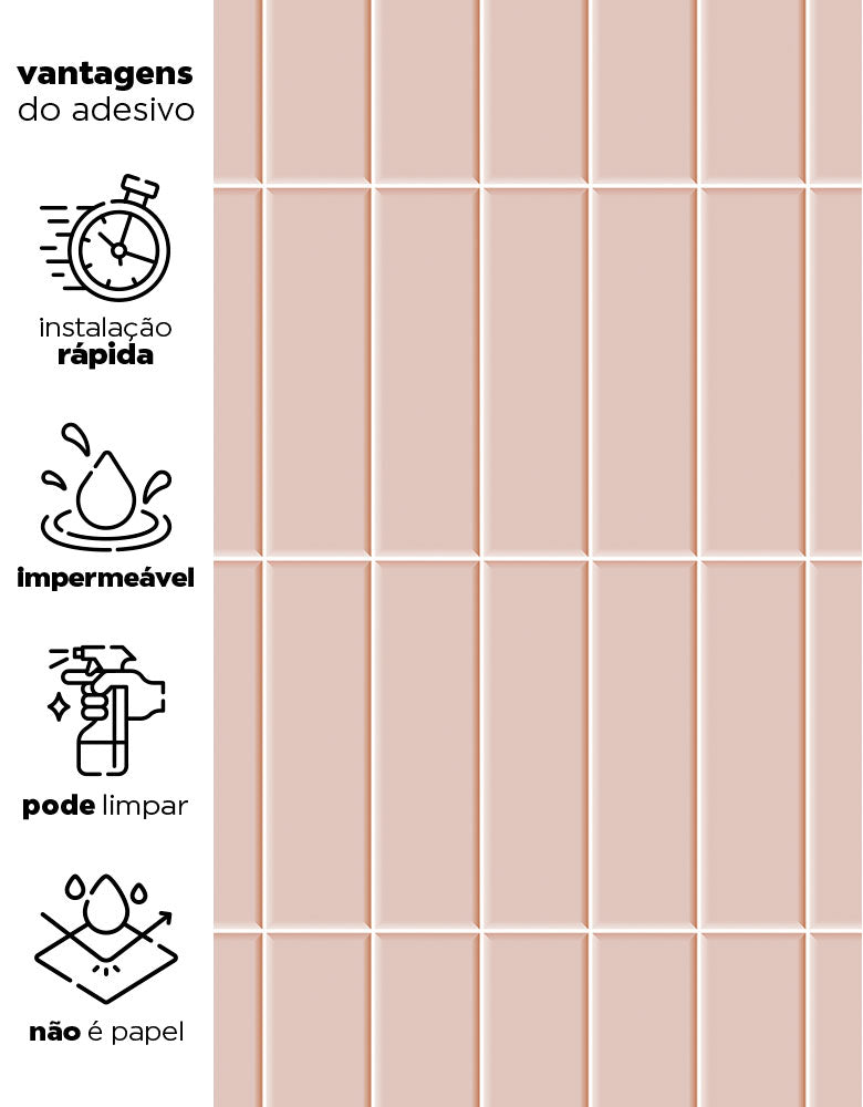 Papel de Parede Brick Vertical Blush