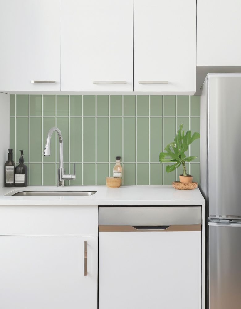 Papel de Parede Adesivo Brick Vertical Menta