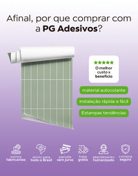 KIT DE 9 ROLOS - 2,50m x 50cm - Papel de Parede Adesivo Brick Vertical Menta