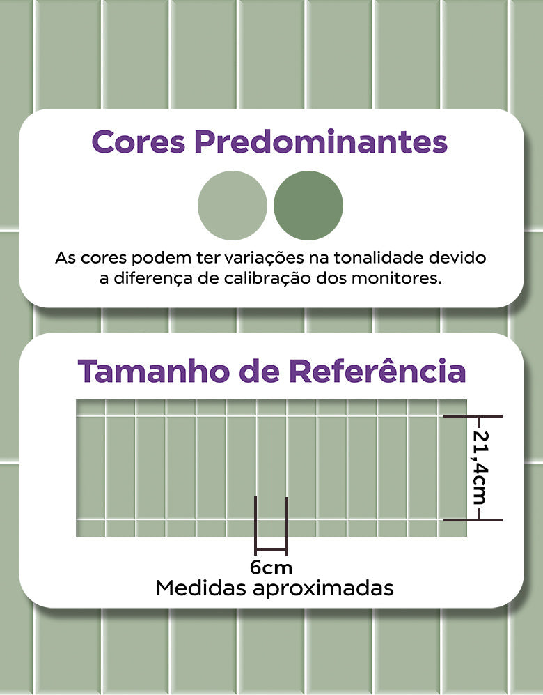 KIT DE 9 ROLOS - 2,50m x 50cm - Papel de Parede Adesivo Brick Vertical Menta