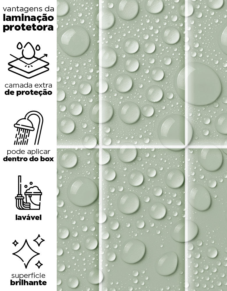 KIT DE 9 ROLOS - 2,50m x 50cm - Papel de Parede Adesivo Brick Vertical Menta