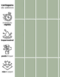 KIT DE 9 ROLOS - 2,50m x 50cm - Papel de Parede Adesivo Brick Vertical Menta