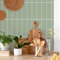KIT DE 9 ROLOS - 2,50m x 50cm - Papel de Parede Adesivo Brick Vertical Menta
