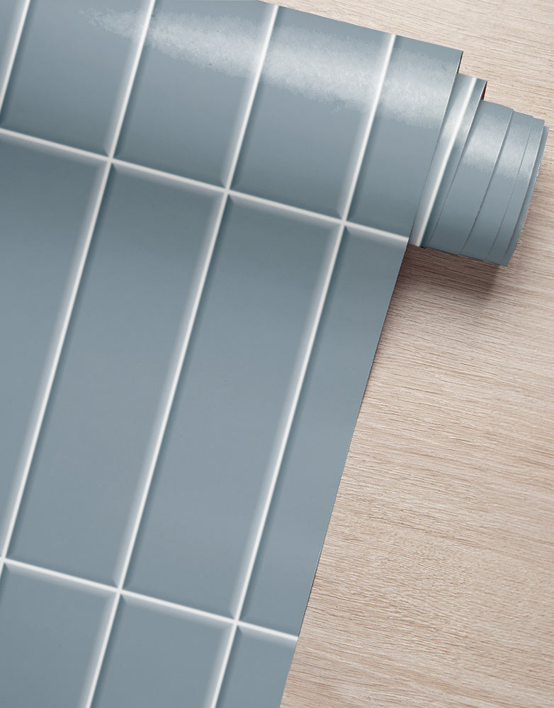 KIT DE 7 ROLOS - 2,50m x 50cm - Papel de Parede Adesivo Brick Vertical Frost