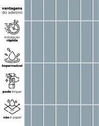 KIT DE 3 ROLOS - 2,50m x 50cm - Papel de Parede Adesivo Brick Vertical Frost