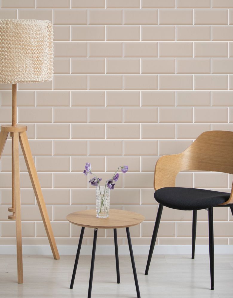 Papel de Parede Adesivo Brick Metro Champagne