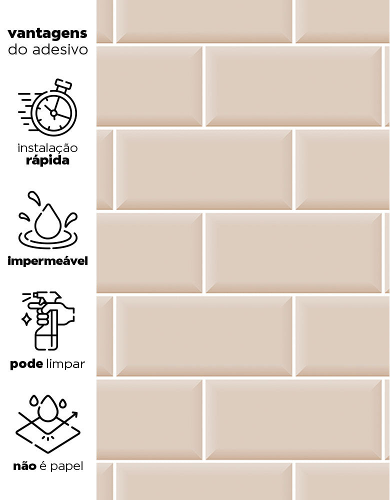 Papel de Parede Adesivo Brick Metro Champagne