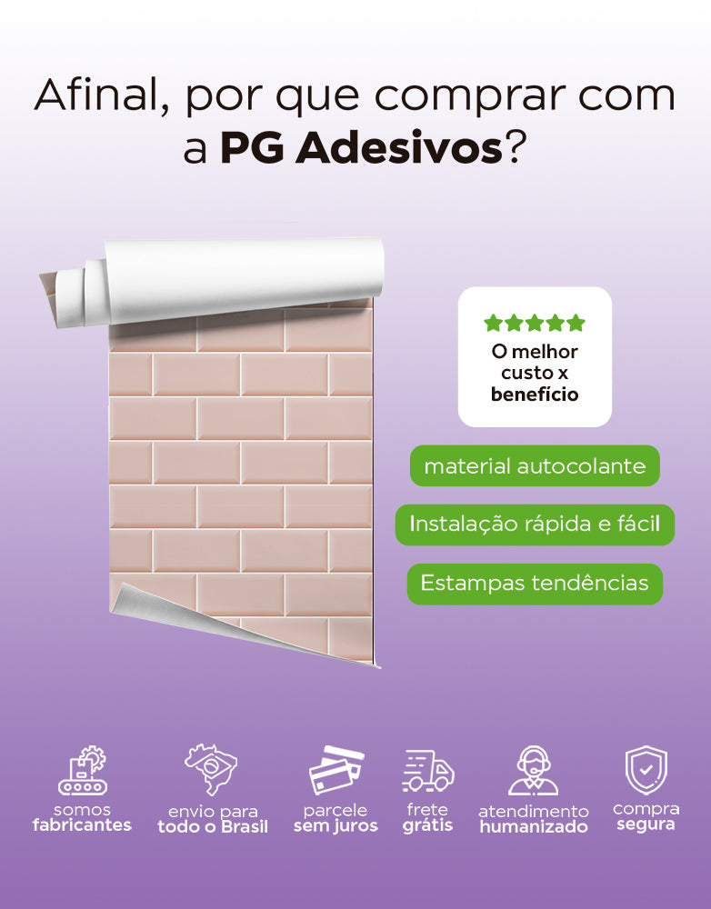Papel de Parede Adesivo Brick Metro Blush