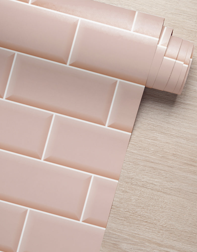Papel de Parede Adesivo Brick Metro Blush