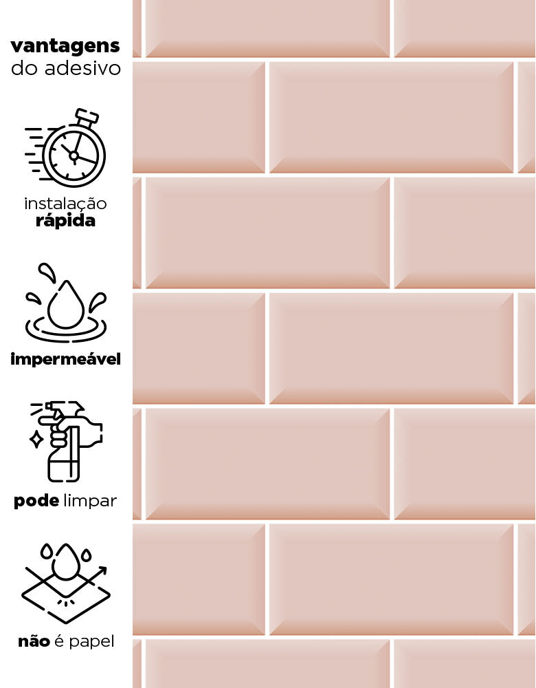 Papel de Parede Adesivo Brick Metro Blush
