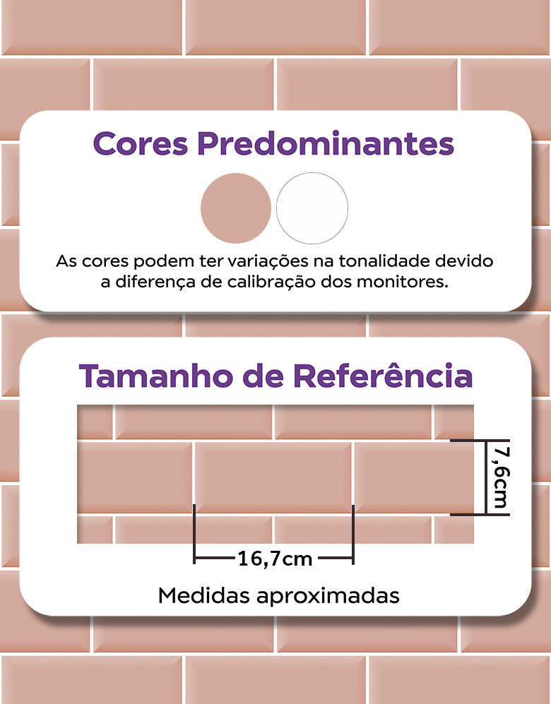 KIT DE 6 ROLOS - 1,50m x 50cm - Papel de Parede Adesivo Brick Metro Blossom