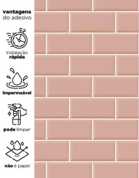 KIT DE 6 ROLOS - 1,50m x 50cm - Papel de Parede Adesivo Brick Metro Blossom