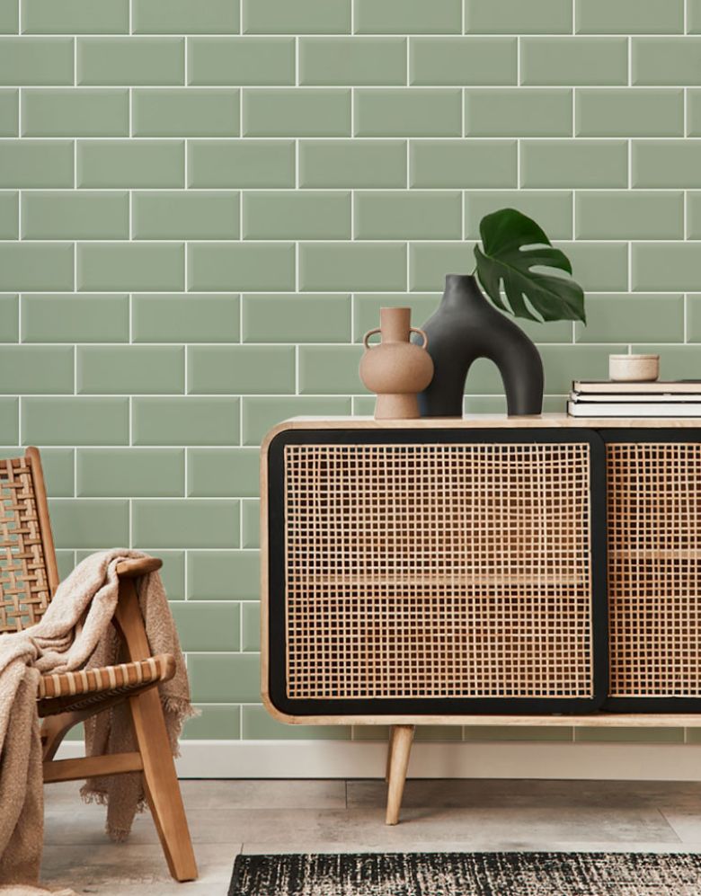 Papel de Parede Brick Metro Menta