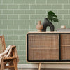 KIT DE 4 ROLOS - 1,50m x 50cm - Papel de Parede Brick Metro Menta