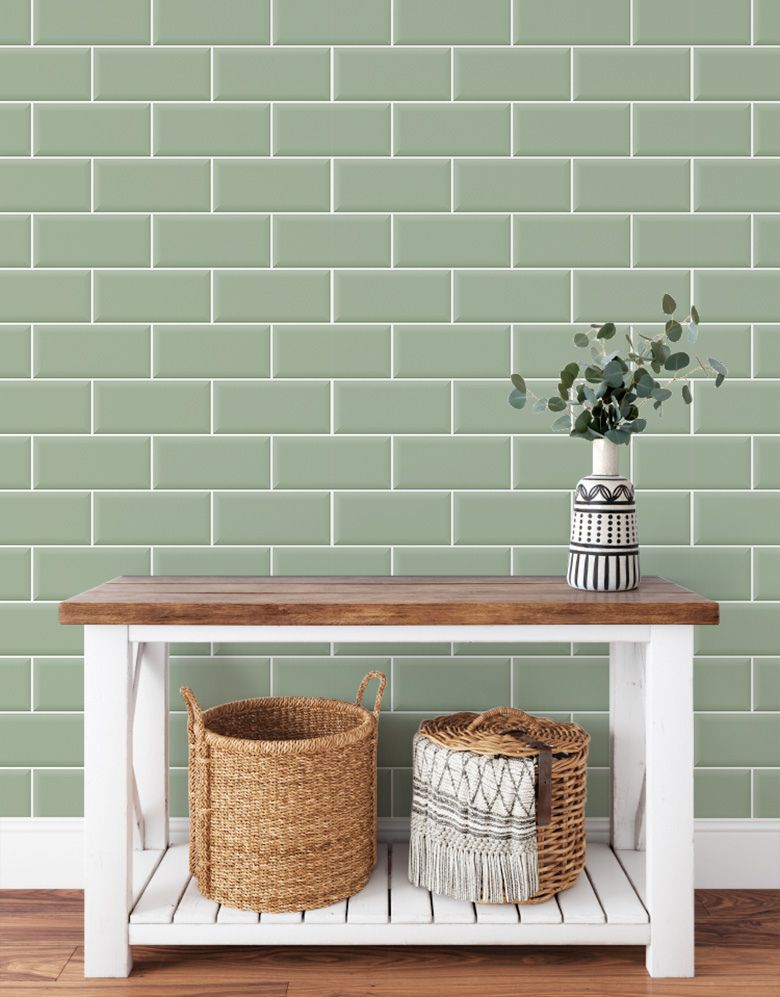 KIT DE 4 ROLOS - 1,50m x 50cm - Papel de Parede Brick Metro Menta