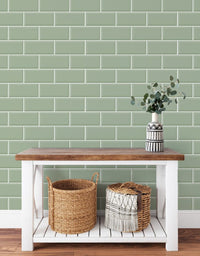 KIT DE 4 ROLOS - 1,50m x 50cm - Papel de Parede Brick Metro Menta