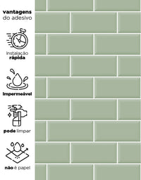 KIT DE 4 ROLOS - 1,50m x 50cm - Papel de Parede Brick Metro Menta