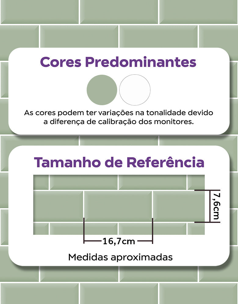 KIT DE 4 ROLOS - 1,00m x 50cm - Papel de Parede Brick Metro Menta