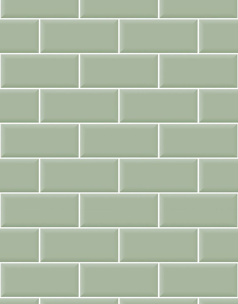 KIT DE 4 ROLOS - 1,50m x 50cm - Papel de Parede Brick Metro Menta