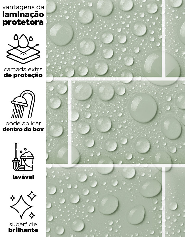 KIT DE 4 ROLOS - 1,00m x 50cm - Papel de Parede Brick Metro Menta