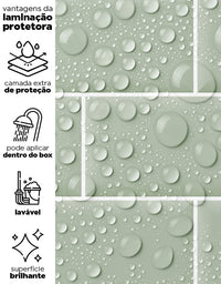 KIT DE 4 ROLOS - 1,50m x 50cm - Papel de Parede Brick Metro Menta