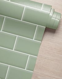 KIT DE 4 ROLOS - 1,00m x 50cm - Papel de Parede Brick Metro Menta
