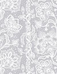 Papel de Parede Adesivo Renda Cinza